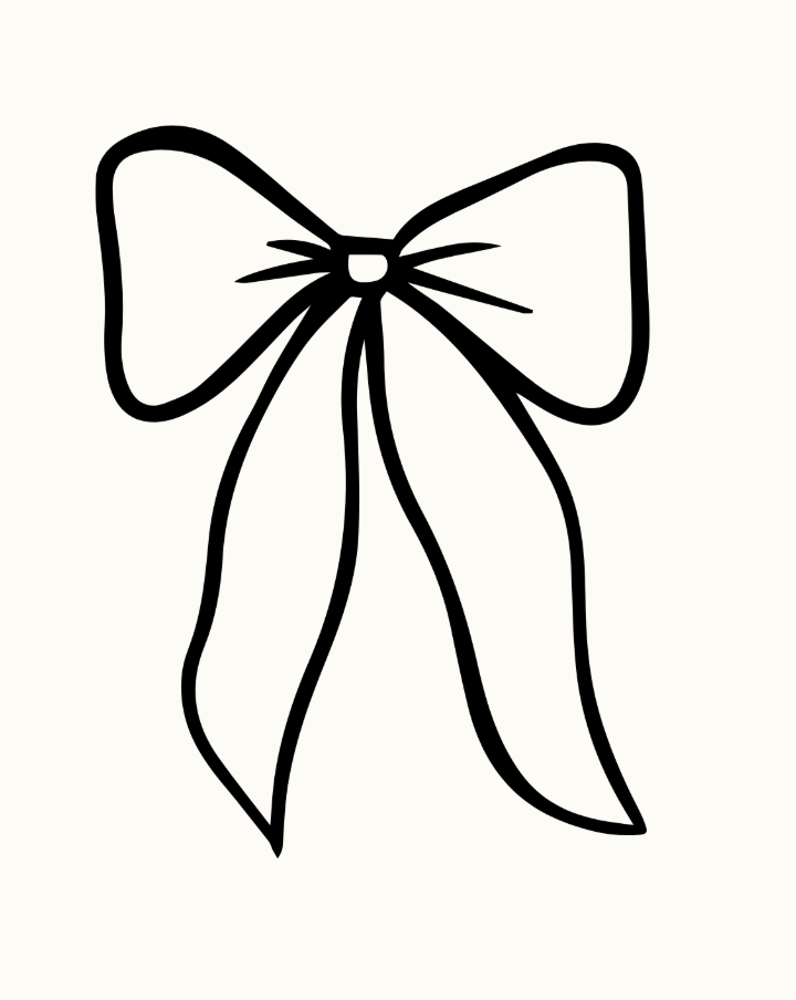 Illustration einer eleganten Schleife als dekoratives Element – Liniengrafik auf hellem Hintergrund